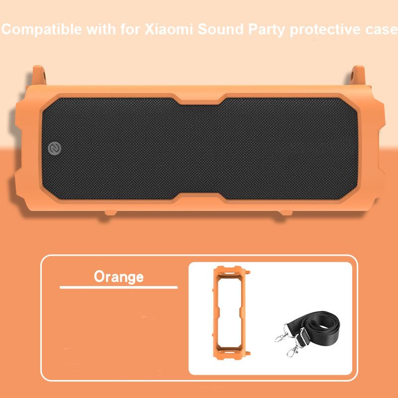 Silicone Case Cover for Xiaomi Sound Party Speaker, Soft Protective Sleeve Skin Cover Travel Protective Carrying Holder with Shoulder Strap Shockproof Anti-Drop Full Protection (Orange) - color: Orange