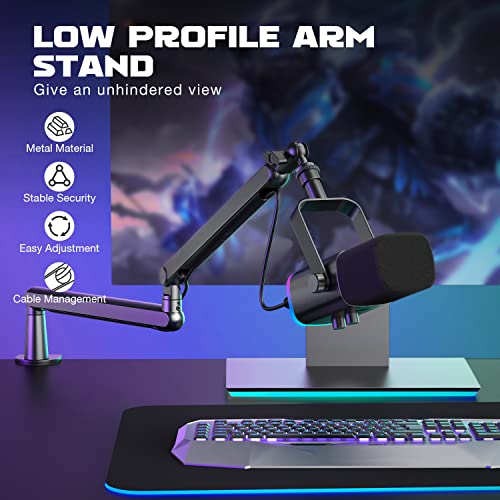 FIFINE Gaming Equipment Bundle with XLR/USB Dynamic Mic, Low Profile Arm, Audio Mixer, Over-Ear Headphones, XLR Cable for Streaming, Podcast, Recording, Vocal, Game Voice