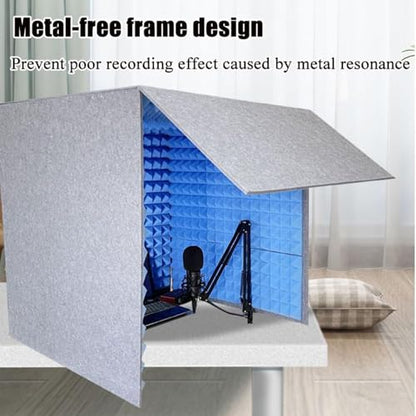 Soundproof Isolation Shield,60 * 60cm Portable Vocal Booth Box, Microphone Absorbing Shield for Private Space, Desktop Soundproof Cover (Grey) - color: Gray