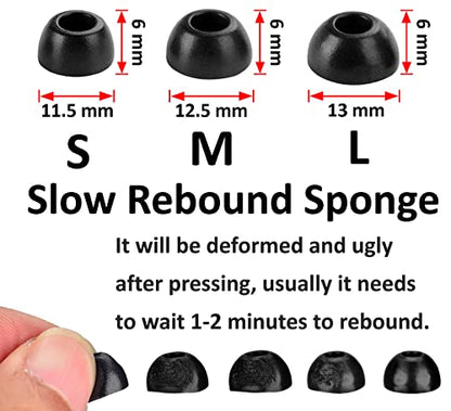 A-Focus for Pixel Buds Pro 2 Memory Foam Ear Tips, 3 Pairs Replacement Comfortable No Silicone Pain Fit in Case Eartips Cover Compatible with New Google Pixel Buds 2 Pro Black L/M/S - size: L/M/S