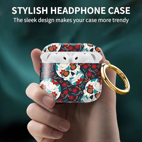 Cute Case Cover Compatible with AirPods 4th Generation 2024, Shockproof for Women & Girls with Cute Golden Round Buckle – Protective, Anti-Drop Design(Cute Skull) - color: Cute Skull