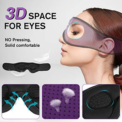 LC-dolida Sleep Headphones, Sleep Mask Bluetooth Wireless Music Eye Mask, Sleeping Headphones for Side Sleepers Sleep Mask with Bluetooth Headphones Ultra-Thin Stereo Speakers Perfect for Sleeping - color: Elegant Purple