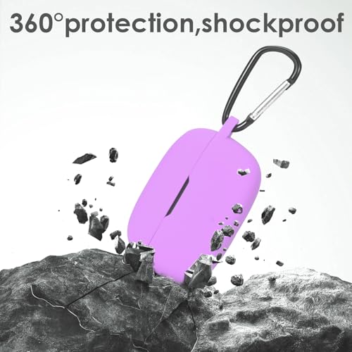 Silicone Case for JBL Vibe Beam 2, JBL Vibe Beam, JBL Vibe 200TWS True Wireless Headphones, Premium Shockproof Case Cover with Carabiner. (Purple) - color: Purple