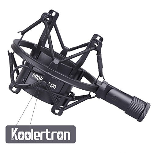 Koolertron Microphone Shock Mount,Mic Clip Holder,Universal 50MM Anti-Vibration Mic Holder for 48MM-54mm Diameter Studio Condenser Mic (Black)