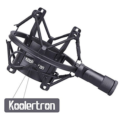 Koolertron Microphone Shock Mount,Mic Clip Holder,Universal 50MM Anti-Vibration Mic Holder for 48MM-54mm Diameter Studio Condenser Mic (Black)