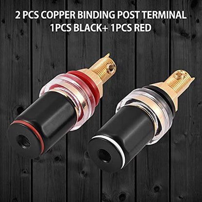 Welding Copper Terminal, 2 Pcs Copper Binding Post Terminal Black and Red 4mm Banana Plug Binding Post for Speaker