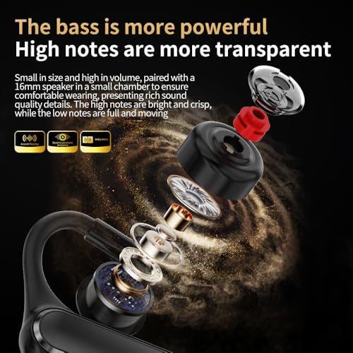 Open Ear Bluetooth 5.4 Headset, Wireless Mono Earpiece | ENC Noise Cancelling Mic, 30H Talk Time, Single Ear, iPhone Samsung Android Compatible