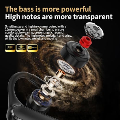Open Ear Bluetooth 5.4 Headset, Wireless Mono Earpiece | ENC Noise Cancelling Mic, 30H Talk Time, Single Ear, iPhone Samsung Android Compatible