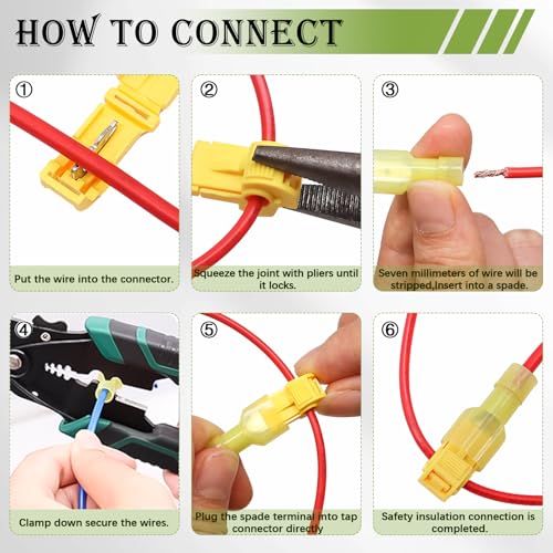 Twidec/Quick Splice Wire Terminals T-TAP Disconnect Self-Stripping 22-10 AWG with Nylon Fully Insulated Male Spade Electrical Terminals Kit for Automotive with Wire Crimper Tool - color: Multicoloured Nylon 80PCS+3-in-1 Crimper Tool