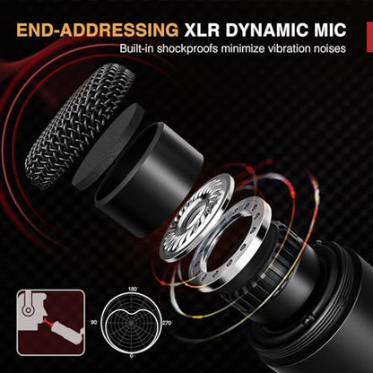 FIFINE K669D XLR Dynamic Microphone Metal for Vocal, Recording | Studio Metal Mic for Podcasting, Cardioid Pattern, Streaming Voice-Over Dubbing Video with Audio Mixer/Audio Interface