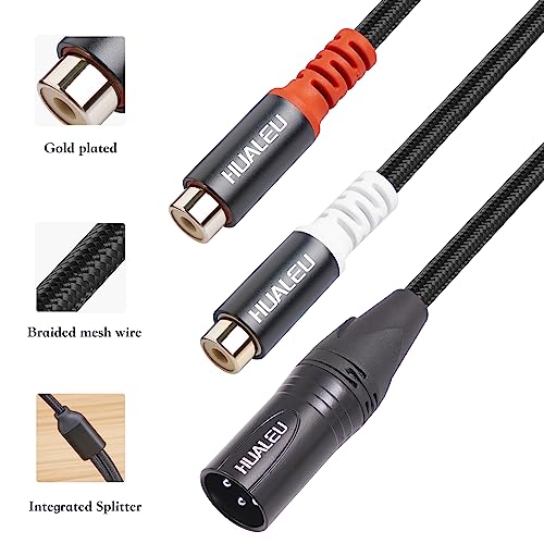 1FT XLR to 2 RCA Y Splitter Patch Cable, Dual RCA Female to XLR Male Audio Cable Adapter for Speaker Condenser Mic Mixer AMP - color: 1Ft/XLR M to 2 RCA F