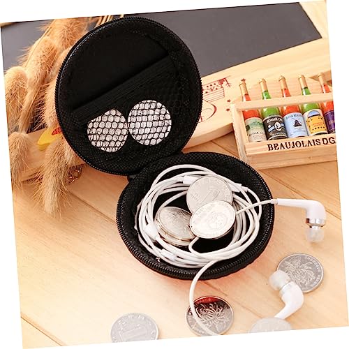 Black EVA Earphone Case with Zipper, Portable Hard Shell Pouch - color: Black