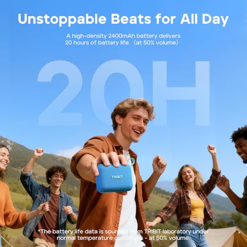 Tribit PocketGo Portable Bluetooth Speaker, 7W, IP68 Waterproof, 20H, Blue - color: Blue