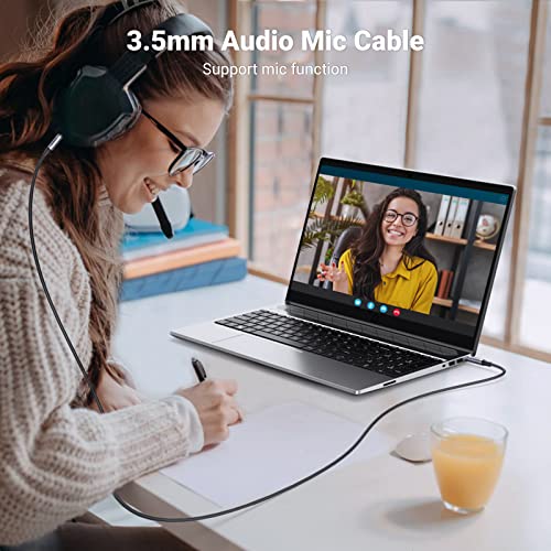 UGREEN 3.5mm Audio Cable, 4-Pole TRRS, Nylon Braided, Hi-Fi Stereo, 6FT | Male to Male, Auxiliary Cable, AUX Cord, Compatible with iPad, Samsung Phones, Tablets, Car Home Stereos, Headphones, Speaker - size: 6FT