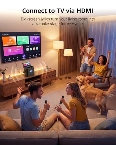 Ikarao Karaoke Machine for Adults, with Lyrics Display Screen, 32GB Karaoke Tablet, 2 Wireless Microphones, Karaoke Speaker with Autotune EQ, Connect TV, Portable Karaoke System for Home Outdoor Party