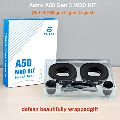 A50 Gen 3 Mod Kit - defean Replacement Earpads and Headband Compatible with Astro A50 Gen 3 Headset,Ear Cushions, Upgrade High-Density Noise Cancelling Foam, Added Thickness (Black Silky Cool Fabric) | Replacement Earpads and Headband for Astro A50 Gen3,U