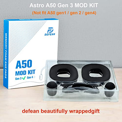 A50 Gen 3 Mod Kit - defean Replacement Earpads and Headband Compatible with Astro A50 Gen 3 Headset,Ear Cushions, Upgrade High-Density Noise Cancelling Foam, Added Thickness (Black Silky Cool Fabric) | Replacement Earpads and Headband for Astro A50 Gen3,U