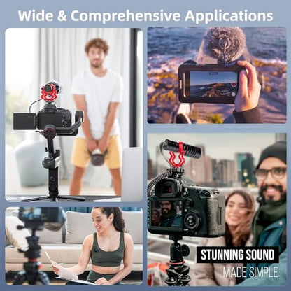 Universal Mic for Camera, Portable Condenser Microphone with Stand
