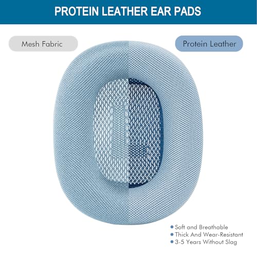 GEVO Upgraded Ear Cushions Replacement Earpads for AirPods Max 1 & 2 Headphones, Protein Leather Ear Pads Ear Covers Cups with Memory Foam and Magnet for AirPods Max 1 & 2 (Sky Blue) - color: Sky Blue