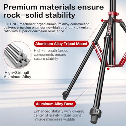 FreeSea MT-03 Heavy Duty Photography Light Stand, Aluminum Alloy Tripod - color: Aluminum