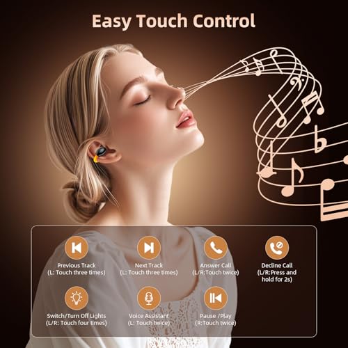 Open Ear Sport Earbuds, Clip on Bluetooth Headphones for Running Workout | Wireless Bone Conduction Earphones with Secure Fit Comfortable, Built-in Mic for Calls, Lightweight Headset for iPhone, Black