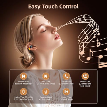 Open Ear Sport Earbuds, Clip on Bluetooth Headphones for Running Workout | Wireless Bone Conduction Earphones with Secure Fit Comfortable, Built-in Mic for Calls, Lightweight Headset for iPhone, Black
