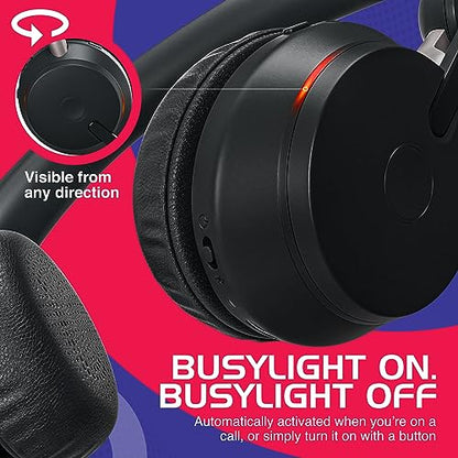 Jabra Evolve2 65 Wireless Headset USB Stereo MS w/Stand, Bluetooth Dongle, Compatible with Zoom, Webex, Skype, Smartphones, Tablets, PC/MAC, 26599-999-989, Global Teck Gold Support Plan Included - color: USB-A (Black), style: Evolve2 65 STEREO-STAND