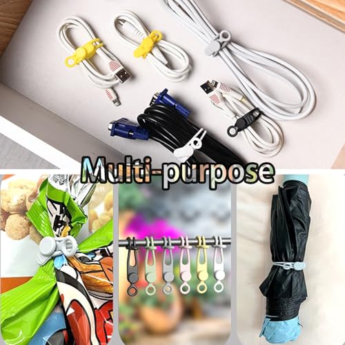 10Pcs Silicone Cable Ties Reusable Cord Organizers | for Earphones, Chargers, PC Wires, Ideal for Home Office Travel