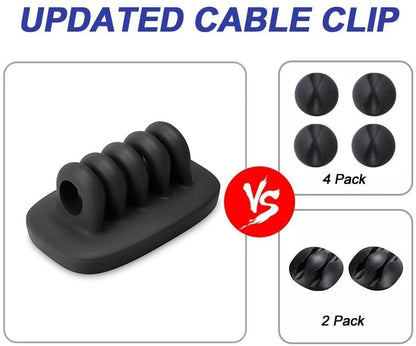 Cable Clip Holder Weighted Desktop Cord Management Fixture (Black)