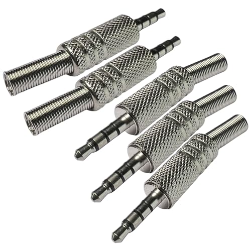 CESS 3.5mm TRRS 4-Pole Male Solder Plug, 5 Pack