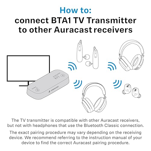 Sennheiser BTA1 TV Transmitter for Bluetooth Auracast Wireless Headphone - style: Transmitter Only