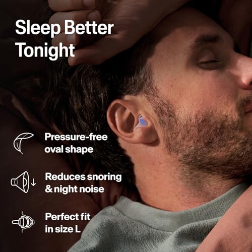 Alpine SleepDeep Reusable Earplugs for Sleeping | Earbuds for Side Sleepers | Large 27dB SNR |Ultra Soft Ear Plugs For Noise Reduction|Silicone-Free| Ear Protection |Travel Essentials Airplane Essentials - style: L