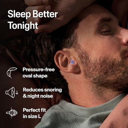 Alpine SleepDeep Reusable Earplugs for Sleeping | Earbuds for Side Sleepers | Large 27dB SNR |Ultra Soft Ear Plugs For Noise Reduction|Silicone-Free| Ear Protection |Travel Essentials Airplane Essentials - style: L
