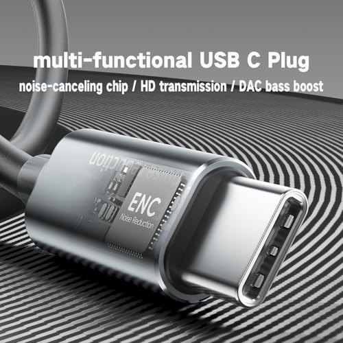 USB-C Earbuds Noise Cancellation Hybrid Driver Bass Boost Wired Headphones | Type C Plug,Deep Bass Ear Bud Call Noise-canceling Mic Wired Earphone Compatible with iPhones 17 16 15 pro max and C port