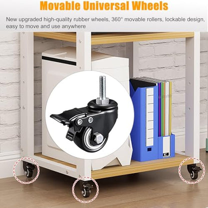 7 Tier Av Media Stand With Wheels, 55in Adjustable Audio Rack - color: Black