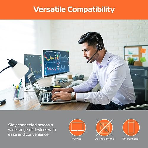 Spracht HS-2051 Dual Ear Wireless Bluetooth Headset with Base Station | Wireless Headset for Work | Wireless Headset with Microphone | AI-Powered Noise Cancelling Headset (not for Desktop Phones) - size: Dual-Ear