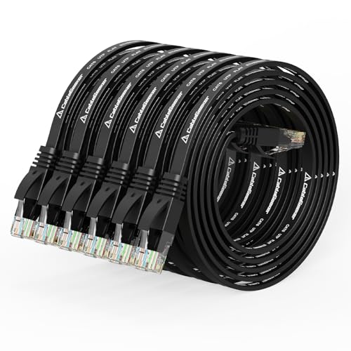Cat 6 Flat Ethernet Cable 3ft 6Pack, 10Gbps, Black | OFC Bare Copper 30AWG UTP Patch Cable, 550MHz, RJ45 Gold-Plated, Snag-Less Boots, Ideal for Gaming, Streaming, Router - color: Black-Flat, size: 3ft