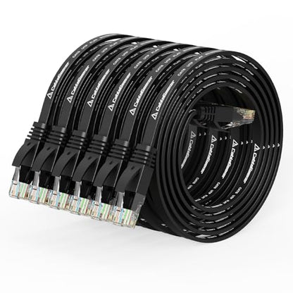 Cat 6 Flat Ethernet Cable 3ft 6Pack, 10Gbps, Black | OFC Bare Copper 30AWG UTP Patch Cable, 550MHz, RJ45 Gold-Plated, Snag-Less Boots, Ideal for Gaming, Streaming, Router - color: Black-Flat, size: 3ft