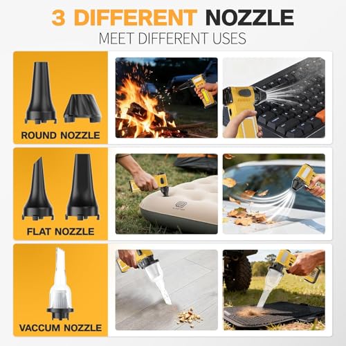 Compressed Air Duster, Cordless Rechargeable 7-in-1 Air Duster, 2 Battery 8000mAh 300000RPM, Variable Speed Electric Dust Remover for Keyboard PC Computer Car Vents Cleaning