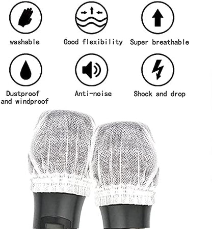 200 PCS Disposable Microphone Cover, Microphone Hygiene Covers Disposable Non-woven Handheld Mic Mike Cover Windscreen Protective Cap for KTV (White)