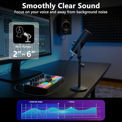M100 Podcast Equipment Bundle,XLR/USB Dynamic Mic with Audio Interface - color: One dynamic mic bundle