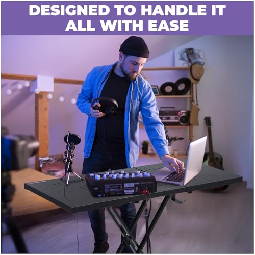 Liquid Stands Expandable DJ Table Stand Portable Audio Mixer Stand - DJ Stand for Laptop & Controller - Midi Keyboard Stand & Synth Stand - DJ Booth Portable X Style Keyboard Stand & Tabletop DJ Desk