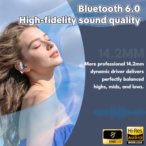 Open-Ear Headphones, Wireless Bluetooth Earbuds 360° Swivel Charging Case - color: Black