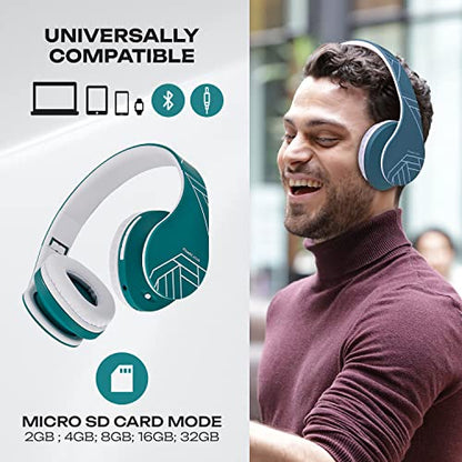 PowerLocus Bluetooth Over-Ear Headphones, Wireless Stereo Foldable Headphones Wireless and Wired Headsets with Built-in Mic, Micro SD/TF, FM for iPhone/Samsung/iPad/PC (Blue/White) - color: Blue/White