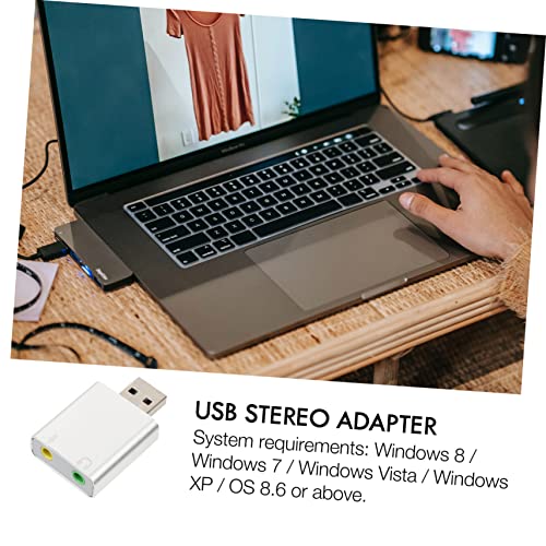HOMSFOU USB Stereo Audio Adapter Channel Surround Sound External Sound USB Headphone Microphone Jack Aluminum Alloy Compact for Laptop Desktop
