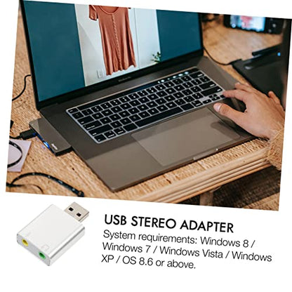 HOMSFOU USB Stereo Audio Adapter Channel Surround Sound External Sound USB Headphone Microphone Jack Aluminum Alloy Compact for Laptop Desktop