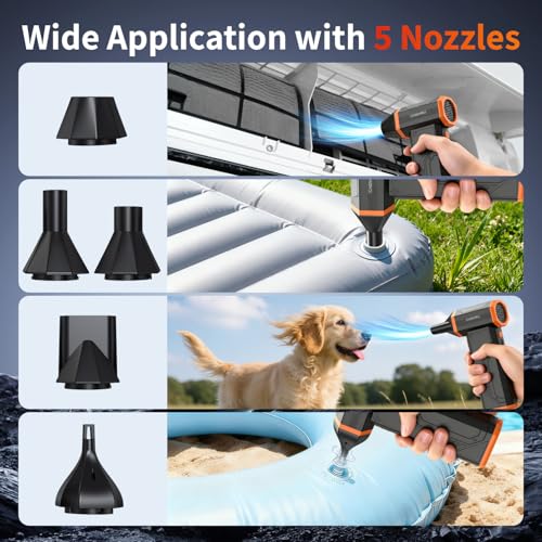 Compressed Air Duster,110000RPM Super Power Cordless Electric Air Duster,Rechargeable Brushless Motor Blower,3-Gear Adjustable Turbo Fan Duster Blower for Computer,Car,Outdoor and House