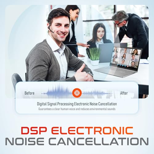 Delton Wireless Headset for Computer with Charging Case | Bluetooth Headset with Noise-Cancelling Mic, Specially Designed for MS Team, Zoom, Google Meet, Driving, and Office