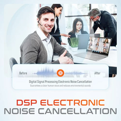 Delton Wireless Headset for Computer with Charging Case | Bluetooth Headset with Noise-Cancelling Mic, Specially Designed for MS Team, Zoom, Google Meet, Driving, and Office