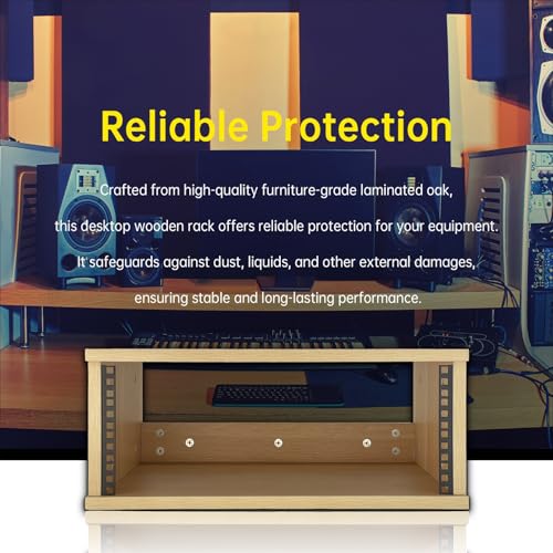 4U Wooden Desktop Studio Rack in Golden Oak Finish | Standard rack for equipment. The perfect solution for keeping your studio space tidy and organized